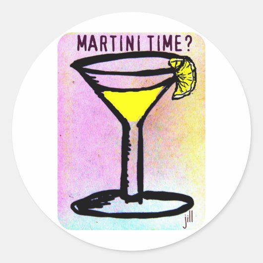 MARTINI TIME LEMON DROP PASTEL PRINT van Jill Ronde Sticker (Voorkant)