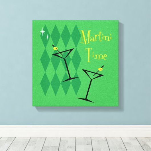 Martini Time [Retro Style] Canvas Afdruk (Insitu (Houten vloer))