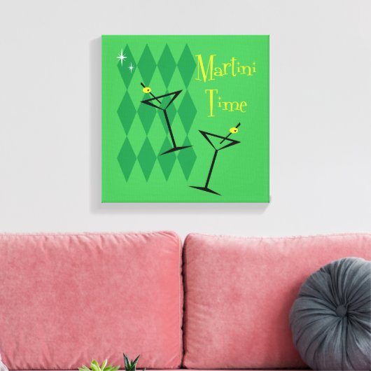 Martini Time [Retro Style] Canvas Afdruk (Insitu (Woonkamer))
