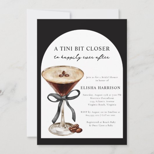 Martini Tini Bit Closer Streep Bruidsuitnodiging Kaart (Voorkant)
