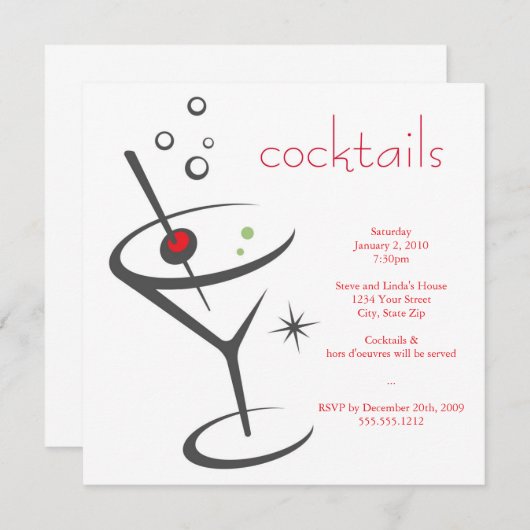 martini-uitnodiging kaart (Voorkant / Achterkant)