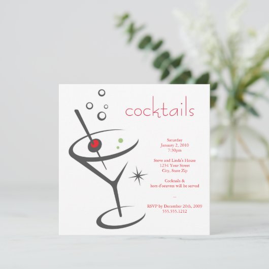 martini-uitnodiging kaart (Staand voorkant)