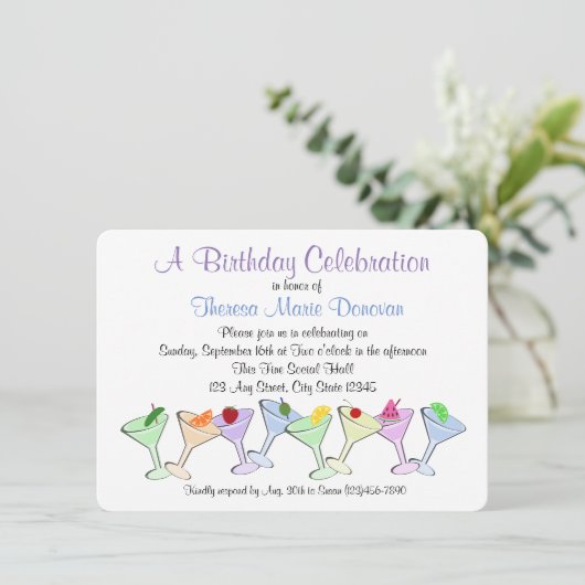 Martini Verjaardag Kaart (Staand voorkant)