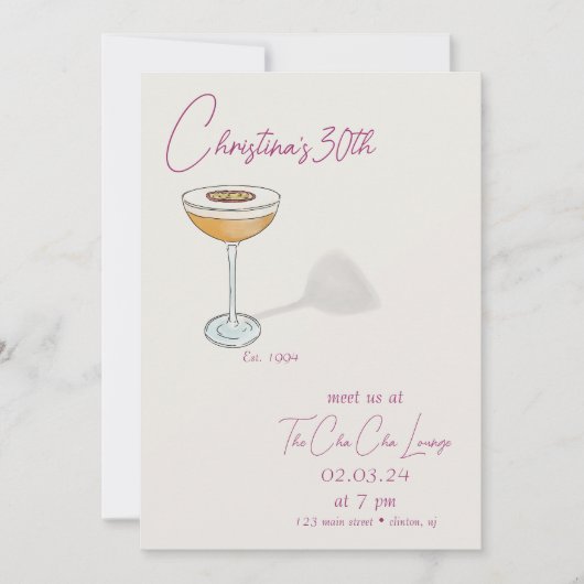 Martini Verjaardag Uitnodiging (Voorkant)