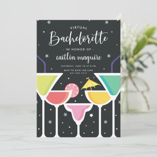 Martini Virtual Bachelorette Party Kaart (Staand voorkant)