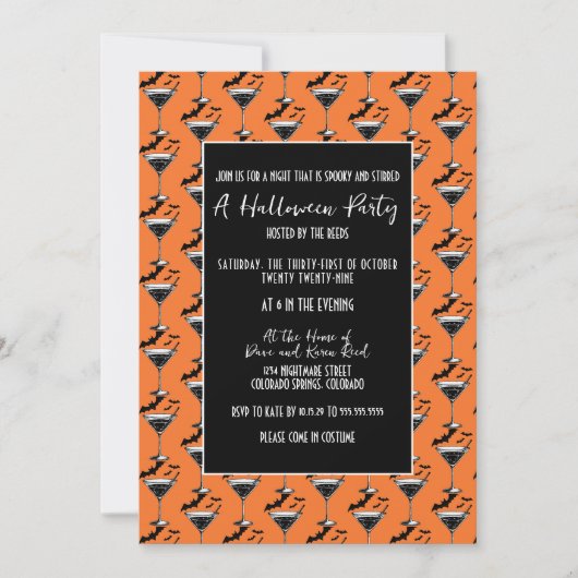 Martini Vleermuizen Halloween Feest Kaart (Voorkant)