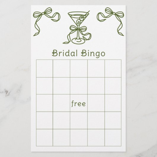 Martini Vrijgezellenfeest bingo spel (Voorkant)