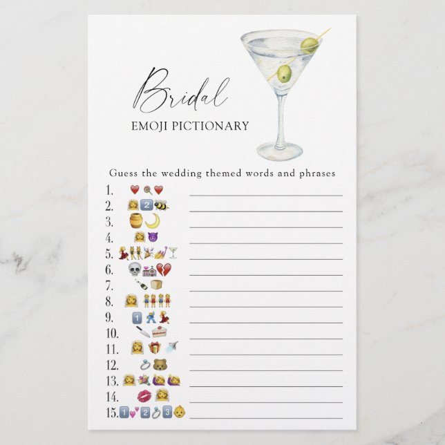 Martini Vrijgezellenfeest emoji pictionary (Voorkant)