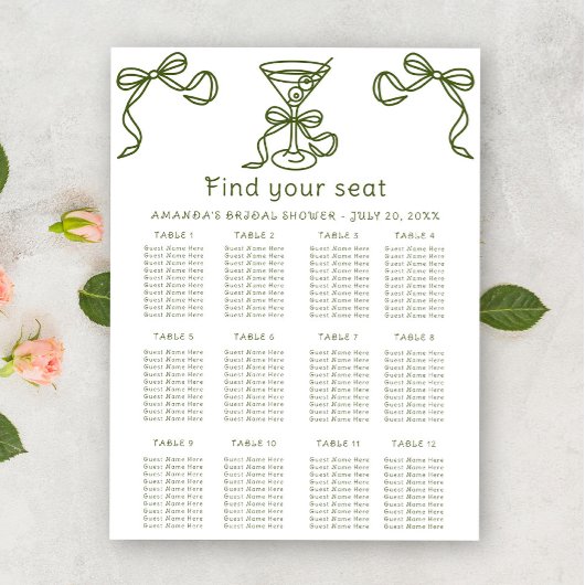 Martini Vrijgezellenfeest zitkaart Poster