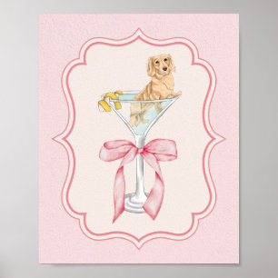Martini Weenie Coquette Dachshund Waterverf Poster