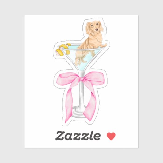Martini Weenie Coquette Dachshund Waterverf Sticker (Vel)