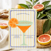 Martini Yellow Stripes Bachelorette Kaart