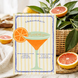 Martini Yellow Stripes Bachelorette Kaart