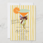 Martini Yellow Stripes Bow Bridal Shower  Kaart (Voorkant)