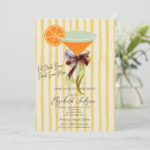 Martini Yellow Stripes Bow Bridal Shower  Kaart (Staand voorkant)