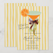 Martini Yellow Stripes Bow Bridal Shower Kaart (Voorkant / Achterkant)