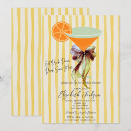 Martini Yellow Stripes Bow Bridal Shower  Kaart