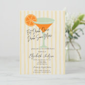 Martini Yellow Stripes Vrijgezellenfeest Kaart (Staand voorkant)