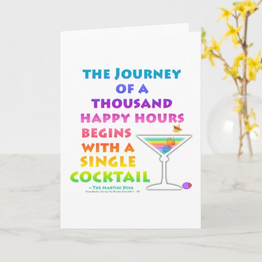 MARTINI ZEN - Happy Hour Greeting - Note Cards Kaart (Gele Bloem)