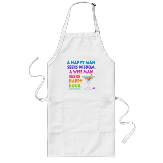 MARTINI ZEN: Wise Man zoekt Happy Hour Apron Lang Schort (Voorkant)
