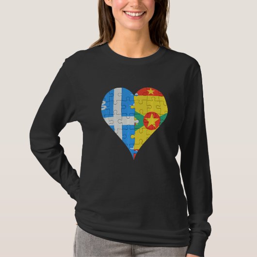 Martiniquais Grenadan Vlag Hart T-shirt (Voorkant)