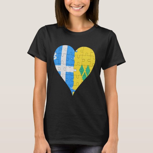 Martiniquais Saint Vincentian Vlag Hart T-shirt (Voorkant)