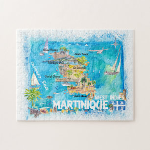 Martinique Antilles Illustrated Caribbean Map Legpuzzel