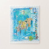 Martinique Antilles Illustrated Caribbean Map Legpuzzel (Verticaal)