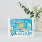 Martinique Antilles Illustrated Caribbean Travel Briefkaart (Staand voorkant)