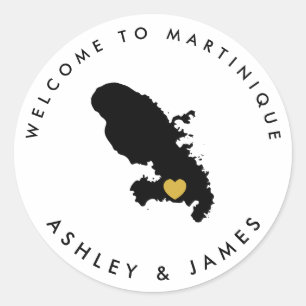 Martinique Bruiloft Welkom Sticker voor Doos, Tas