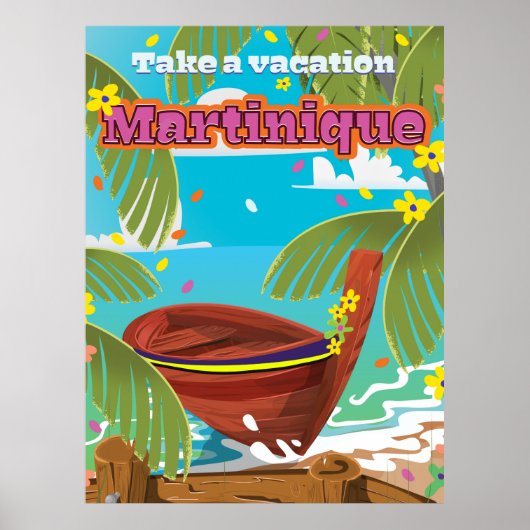 Martinique Cartoon reisposter Poster (Voorkant)