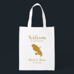 Martinique Destination Wedding Welcome Bag, Gold T Boodschappentas<br><div class="desc">Het weekend van de bruiloft heet cadeautas voor gasten uit de stad voor je bruiloft,  met afbeelding van Martinique,  met hart dat je op de precieze locatie kunt plaatsen.  Vul tas met je favoriete godies.</div>