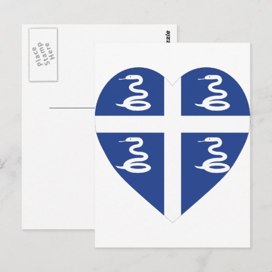 Martinique Flag Heart Briefkaart (Voorkant / Achterkant)