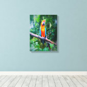 Martinique Macaw Canvas Afdruk (Insitu (Houten vloer))