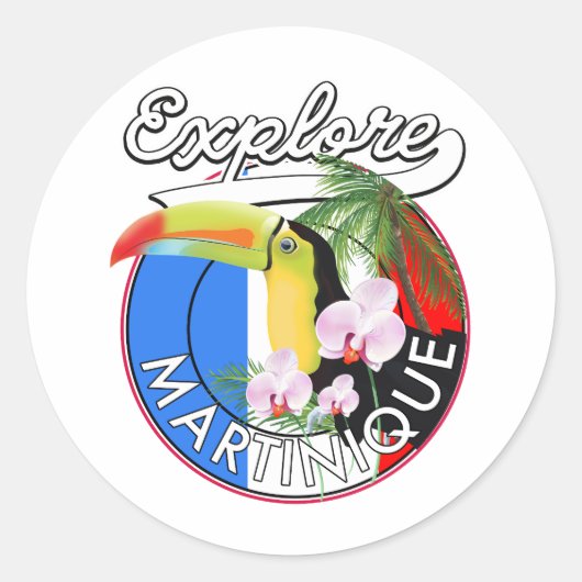 Martinique Reislogo Ronde Sticker (Voorkant)