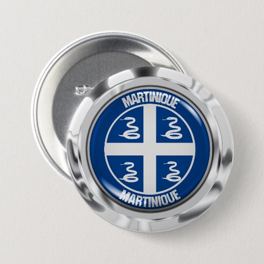 Martinique Round Emblem Ronde Button 7,6 Cm (Voorkant /achterkant)
