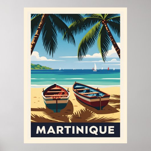 Martinique Tropical Paradise, Vintage Beach Travel Poster (Voorkant)