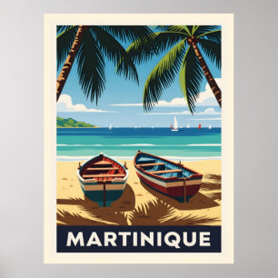 Martinique Tropisch Paradijs, Oude Strand Reizen Poster