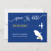 Martinique Wedding Save the Date Kaart, Map Magnetische Uitnodiging (Voorkant)