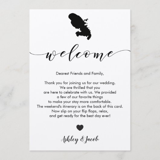 Martinique Wedding Welkomstbrief & reisroute Programmakaart (Voorkant)