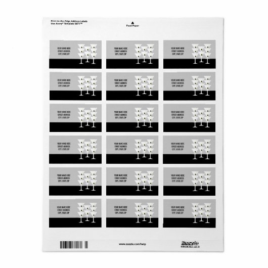 Martinis Address Mailing Labels (Full Sheet)