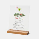 Martinis and Mistletoe Holiday Party Bar Menu Acryl Bord (Hoek)
