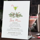 Martinis and Mistletoe Holiday Party Bar Menu Reclamebord Met Voetstuk