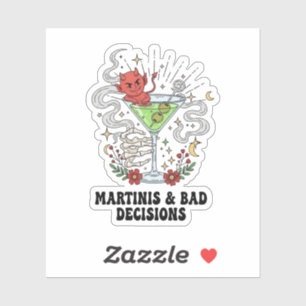 Martinis & Bad Decisions Duivel Cocktail Grappig  Sticker