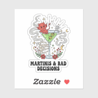 Martinis & Bad Decisions Duivel Cocktail Grappig Sticker