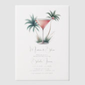 Martinis & Bikinis Kust Afscheidscadeau voor de Br Vellum Uitnodigingen (Voorkant)