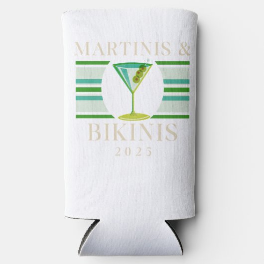 Martinis & Bikinis – Retro 2025 vrijgezellenfeest Seltzer Blikjeskoeler (Voorkant)