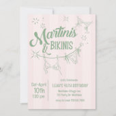 Martinis & Bikinis Verjaardagsuitnodiging | Pool F Kaart (Voorkant)