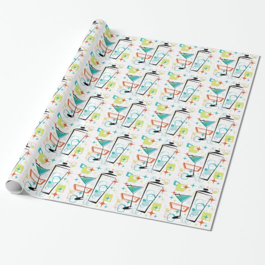 Martinis een Go-Go Wrapping Paper Cadeaupapier (Uitgerold)