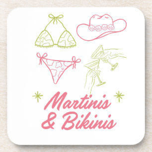 Martinis en Bikinis   Bachelorette Beach Party Bier Onderzetter